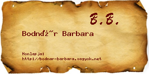 Bodnár Barbara névjegykártya